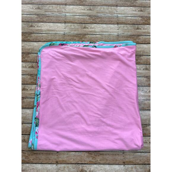 Posh Peanut Aqua Floral Patoo Blanket 40x40" - Picture 6 of 7